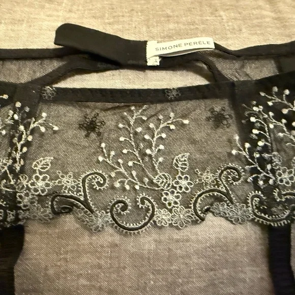 Simone Perele Black Garter Belt Sz L - Picture 3 of 3